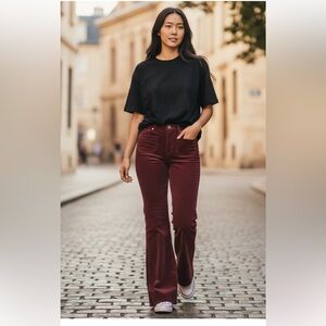 J Brand Deep Red Wide Leg Pants